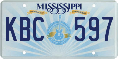 MS license plate KBC597