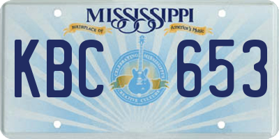 MS license plate KBC653