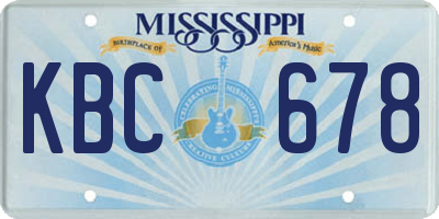 MS license plate KBC678