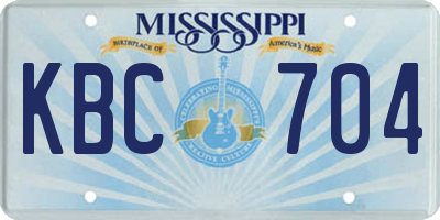 MS license plate KBC704