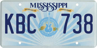 MS license plate KBC738