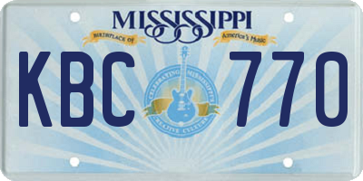 MS license plate KBC770
