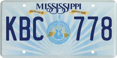MS license plate KBC778