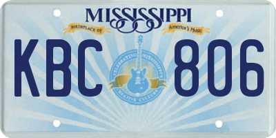 MS license plate KBC806