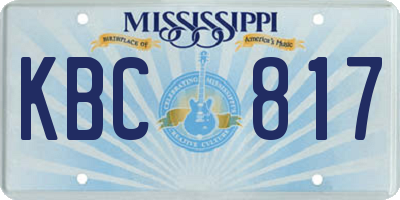 MS license plate KBC817