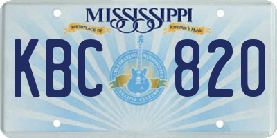 MS license plate KBC820