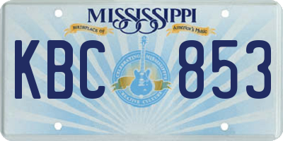 MS license plate KBC853
