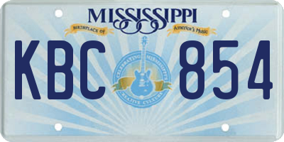 MS license plate KBC854