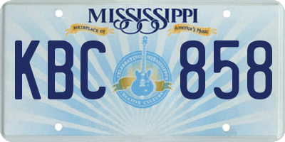 MS license plate KBC858