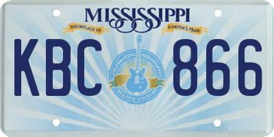 MS license plate KBC866