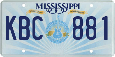 MS license plate KBC881
