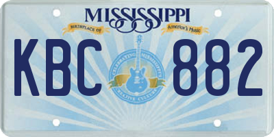 MS license plate KBC882