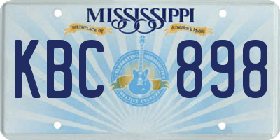 MS license plate KBC898