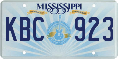 MS license plate KBC923