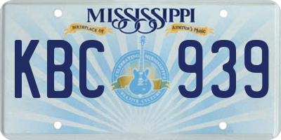 MS license plate KBC939