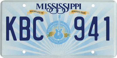 MS license plate KBC941