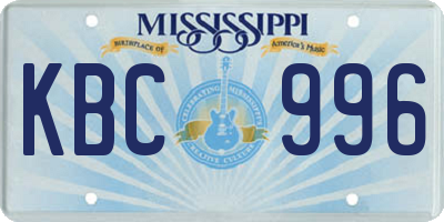 MS license plate KBC996