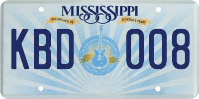 MS license plate KBD008