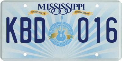 MS license plate KBD016