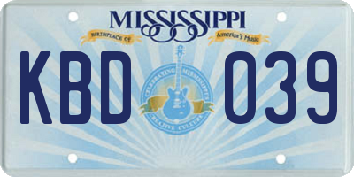 MS license plate KBD039