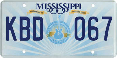MS license plate KBD067