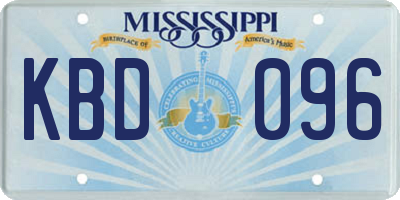 MS license plate KBD096