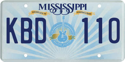 MS license plate KBD110