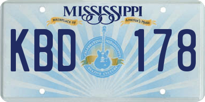 MS license plate KBD178