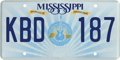 MS license plate KBD187