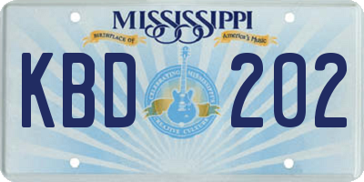 MS license plate KBD202