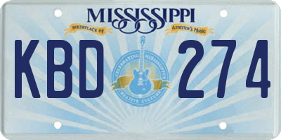 MS license plate KBD274