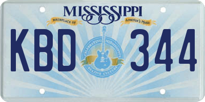 MS license plate KBD344