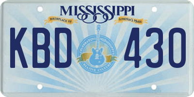 MS license plate KBD430