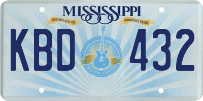MS license plate KBD432