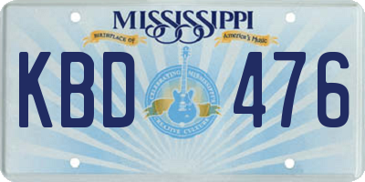 MS license plate KBD476