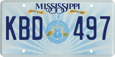 MS license plate KBD497
