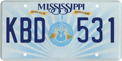 MS license plate KBD531