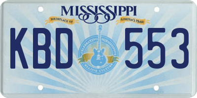 MS license plate KBD553