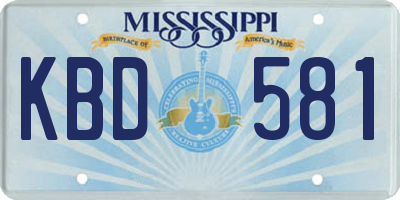 MS license plate KBD581