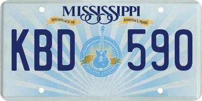 MS license plate KBD590