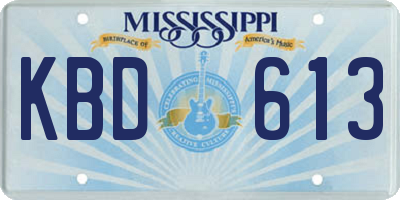 MS license plate KBD613