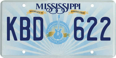 MS license plate KBD622