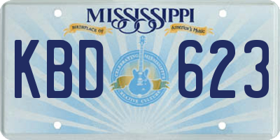 MS license plate KBD623