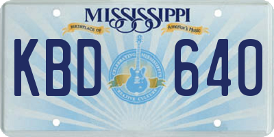 MS license plate KBD640