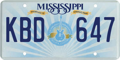 MS license plate KBD647