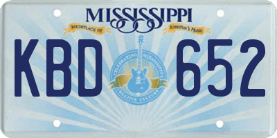 MS license plate KBD652