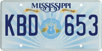 MS license plate KBD653