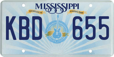 MS license plate KBD655