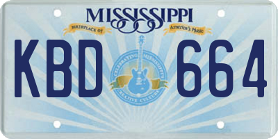 MS license plate KBD664
