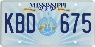 MS license plate KBD675